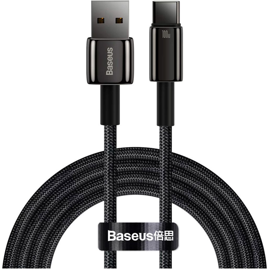 

Кабель Baseus Tungsten Gold USB-A to USB-C 2m Black (CAWJ000101)