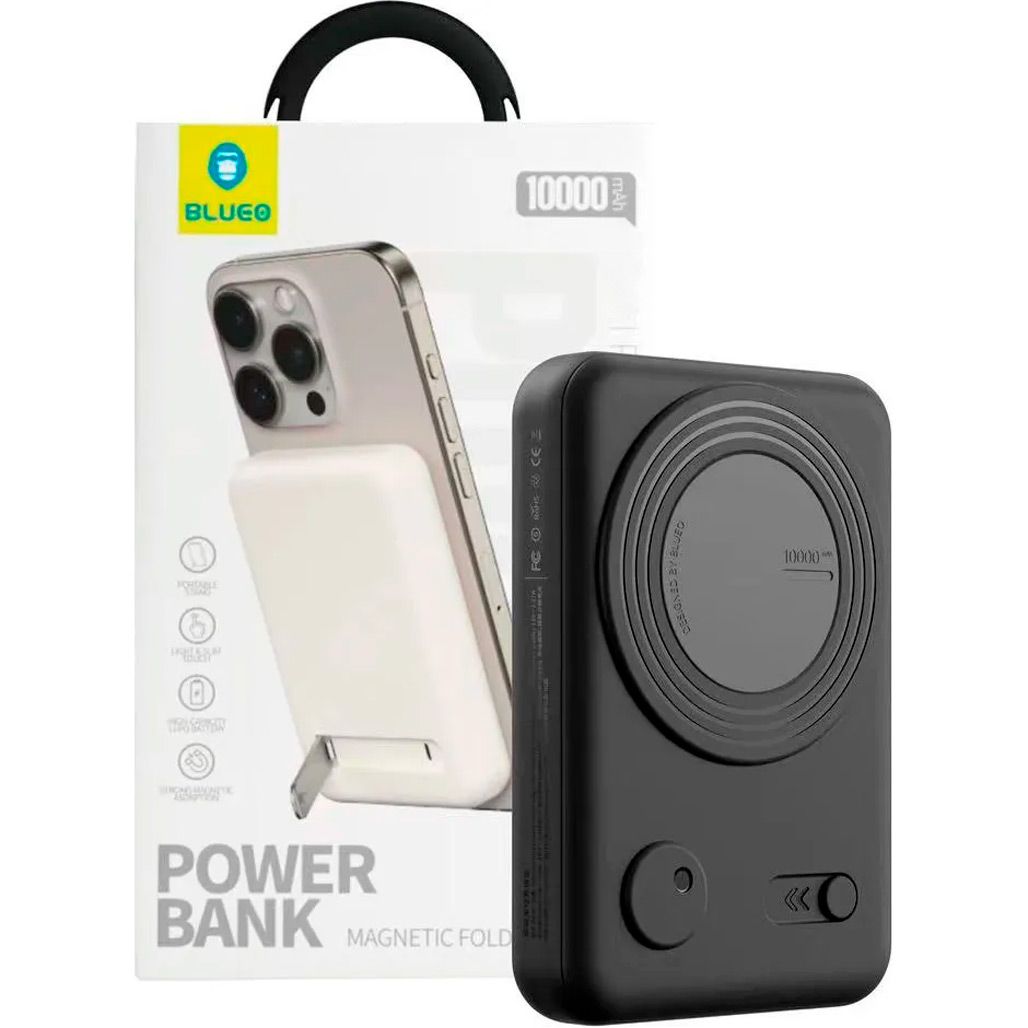 Зовнішній акумулятор Blueo Magnetic Wireless Power Bank With Stand 20W 10000mAh Black (P010BLKS)