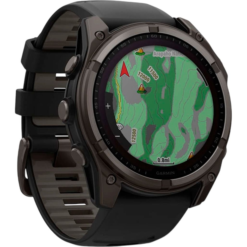 Смарт-годинник Garmin Fenix 8 Solar Sapphire 51mm Carbon Gray DLC Titanium with Black/Pebble Gray Silicone Band (010-02907-10)