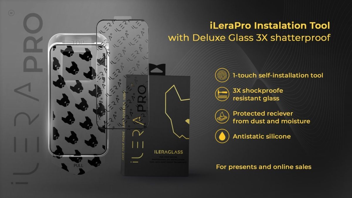 Захисне скло iLera Pro Instalation Tool with Deluxe Full Cover для Apple iPhone 14 Plus/13 Pro Max (iLFCDL14Pl) 