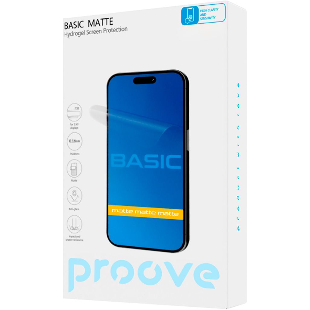 

Гидрогелевая защитная пленка Proove Hydrogel Screen Protection BASIC Size S Matte (GGBA21600150)