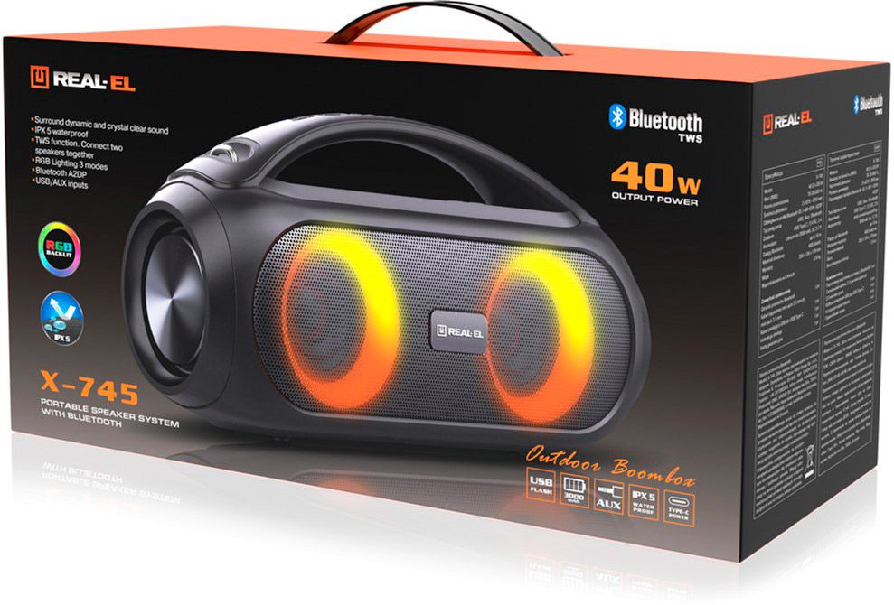 Портативная акустика REAL-EL X-745 Black [82787] 