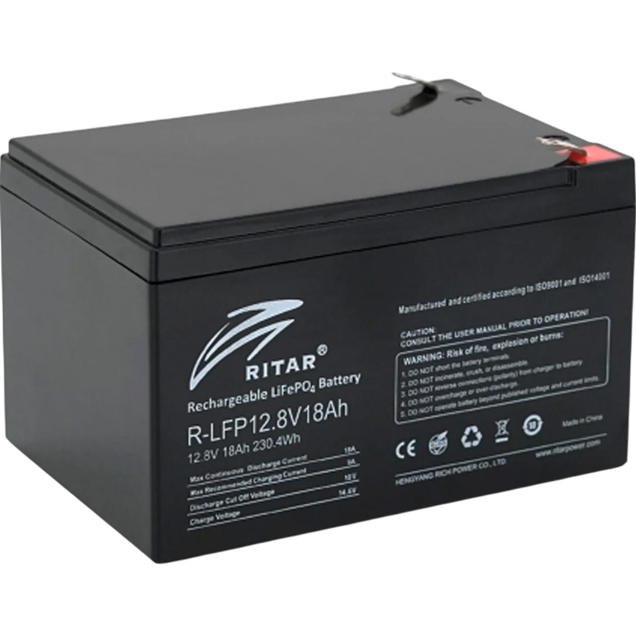 

Аккумулятор Ritar LiFePO4 12V (12.8V/18Ah/230.4Wh) (R-LFP 12.8V 18Ah)