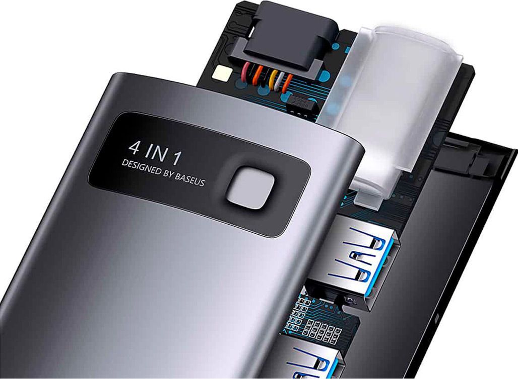 USB-хаб Baseus Metal Gleam Series 4-in-1 Gray (WKWG070113)