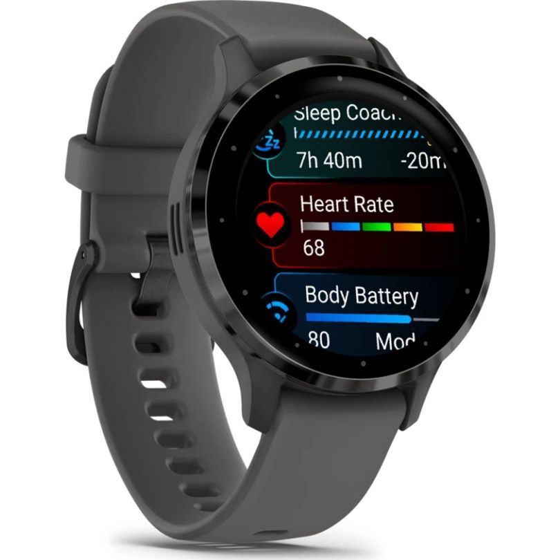 Смарт-годинник Garmin Venu 3S Slate Steel Bezel with Pebble Gray Case and Silicone Band (010-02785-00/50)