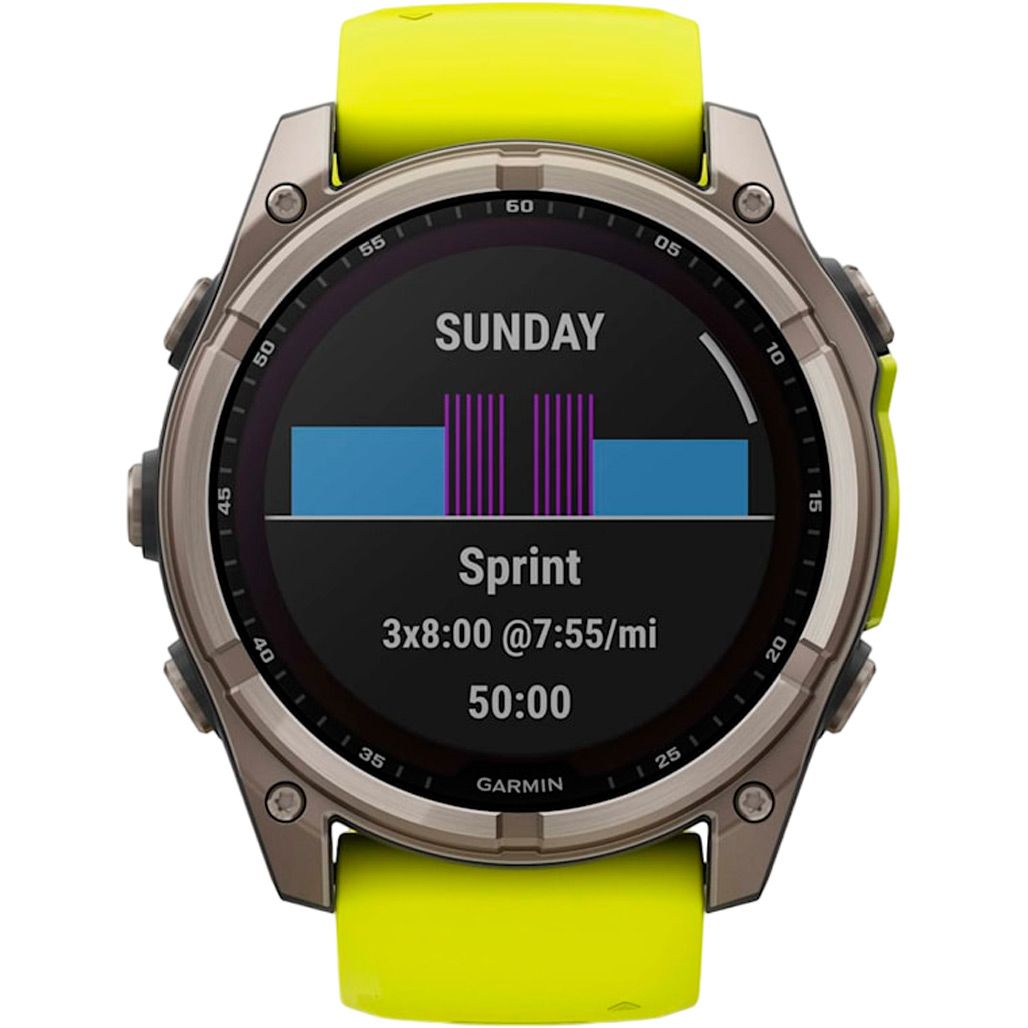 Смарт-годинник Garmin Fenix 8 Solar Sapphire 51mm Titanium with Amp Yellow/Graphite Silicone Band (010-02907-20)
