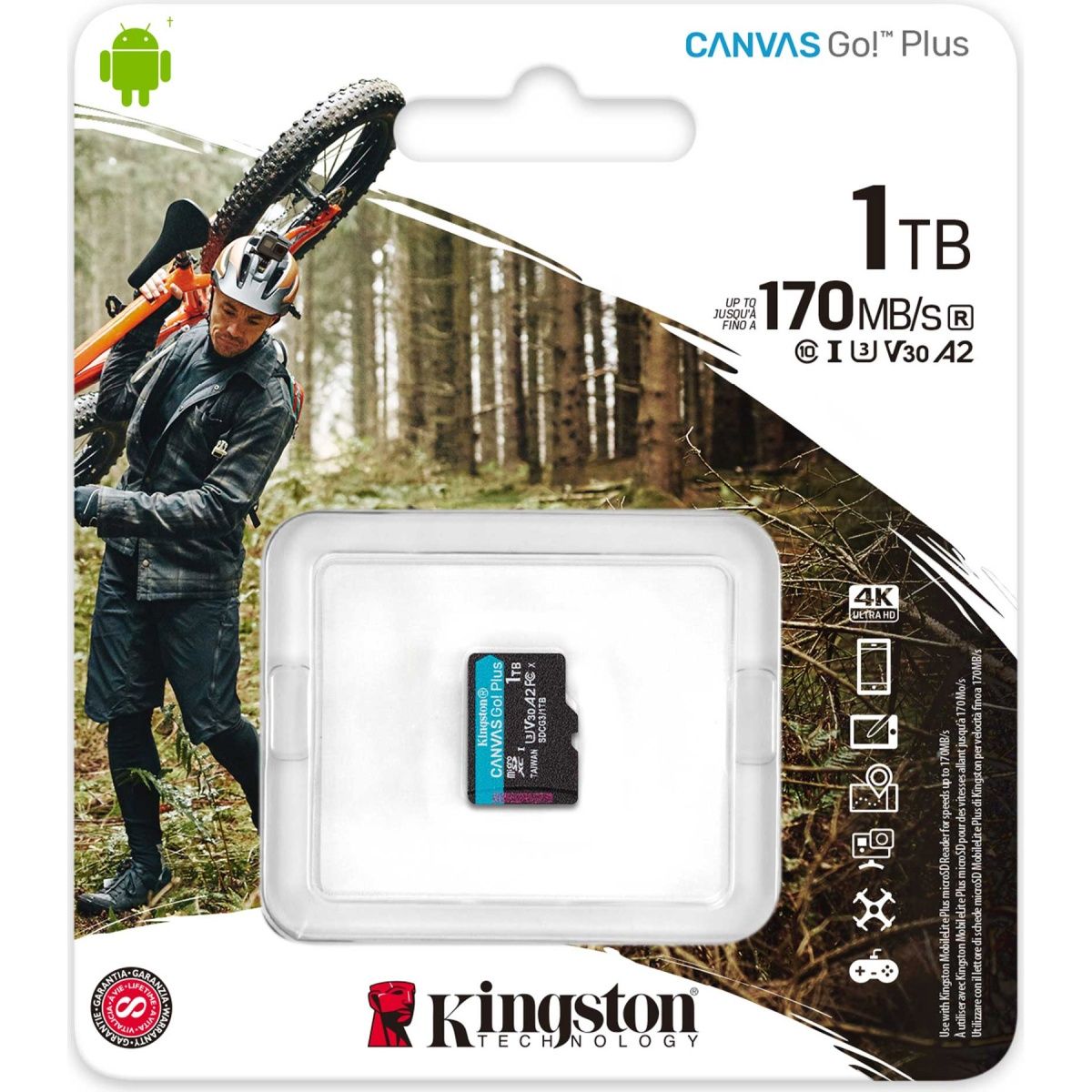 Карта пам`яті Kingston microSDXC Canvas Go! Plus 1TB Class 10 UHS-1 U3 А2 V30 (SDCG3/1TBSP) 
