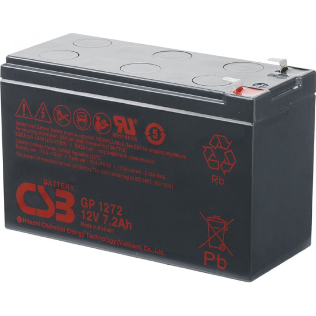 

Аккумулятор CSB AGM 12V (12V/7.2Ah/86.4Wh) (GP1272F2-25W)