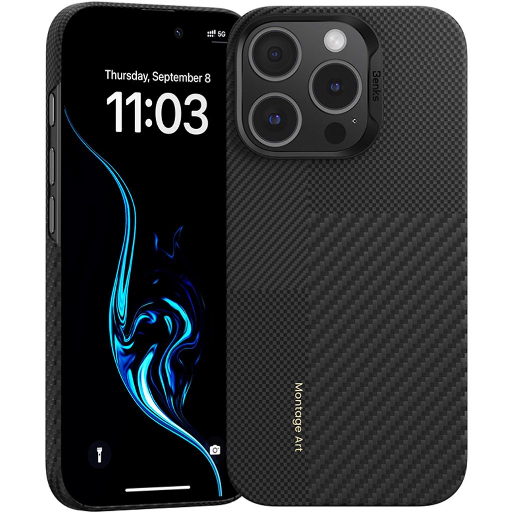 

Чехол Benks Montage ArmorAir Kevlar Case 600D/1500D MagSafe для Apple iPhone 16 Pro Max Black (6948005905040)