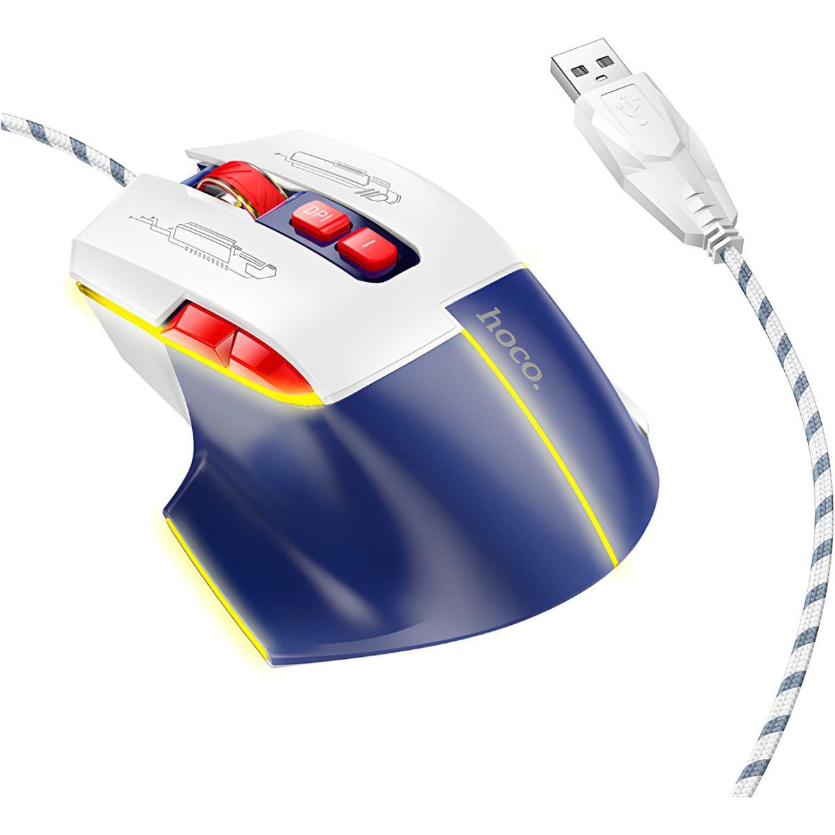

Мышь Hoco GM31 Overlord Luminous White/Blue