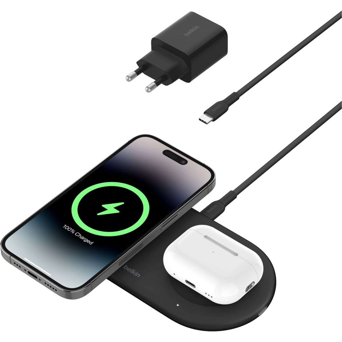 Беспроводное зарядное устройство Belkin 2in1 Boost Charge Pro 15W Black (WIZ021VFBK)