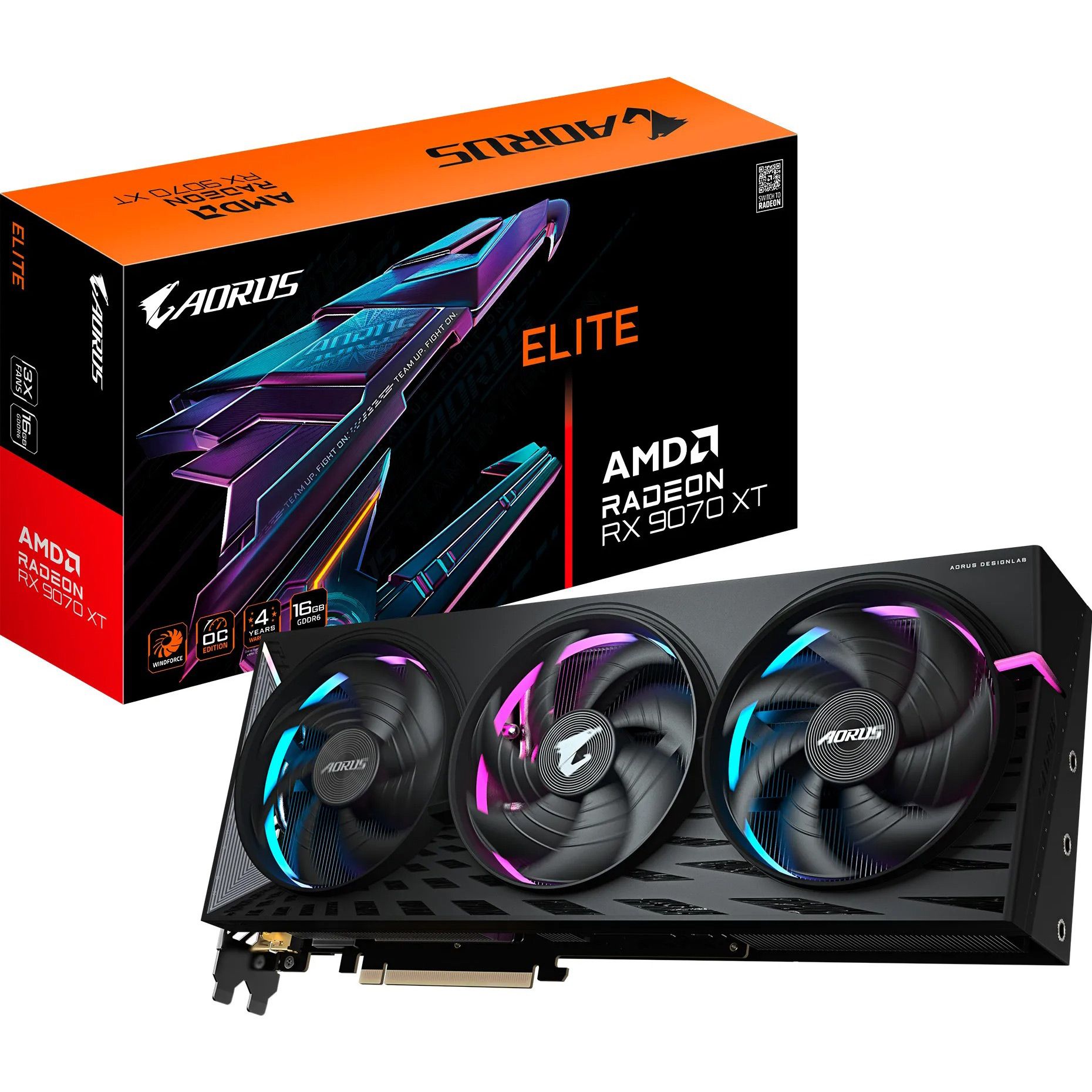 

Видеокарта AORUS Radeon RX 9070 XT ELITE 16G (GV-R9070XTAORUS E-16GD) EU