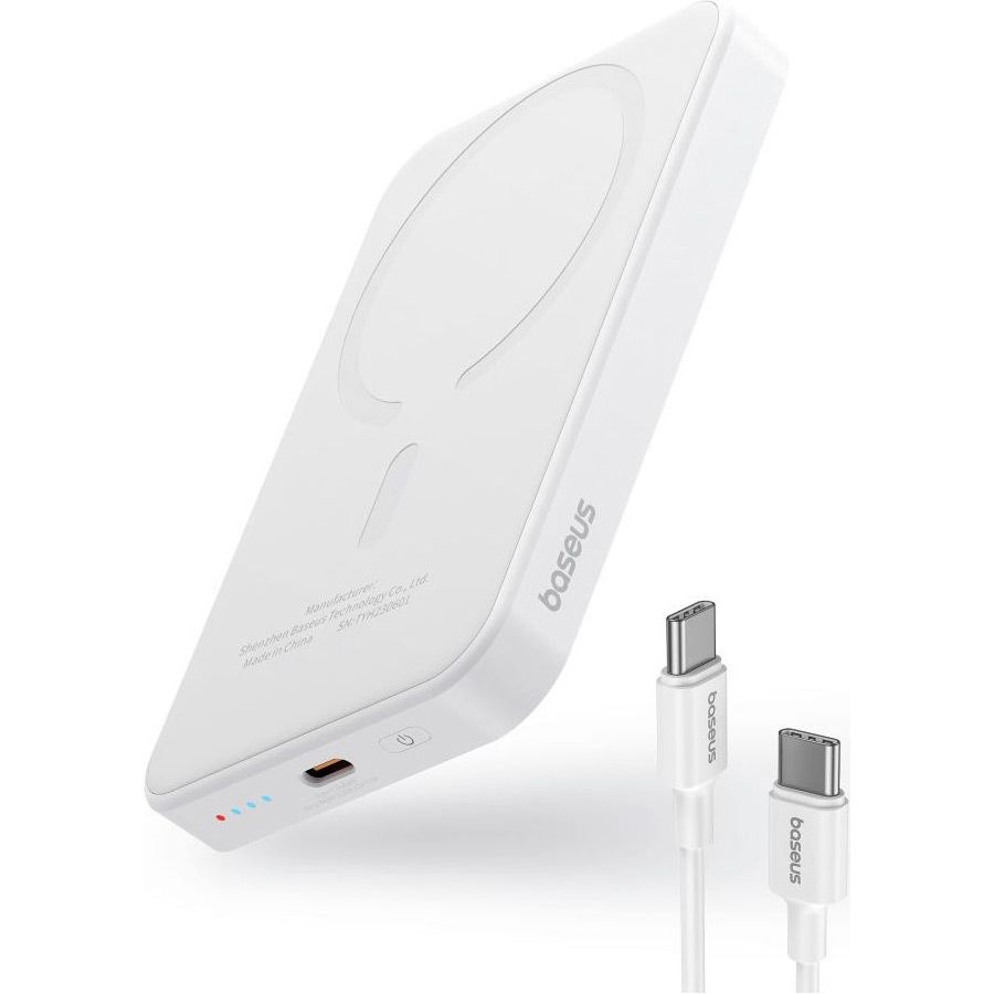 Зовнішній акумулятор Baseus Magnetic Bracket Mini Fast Charge Power Bank 5000mAh 20W White (P10022107223-00)