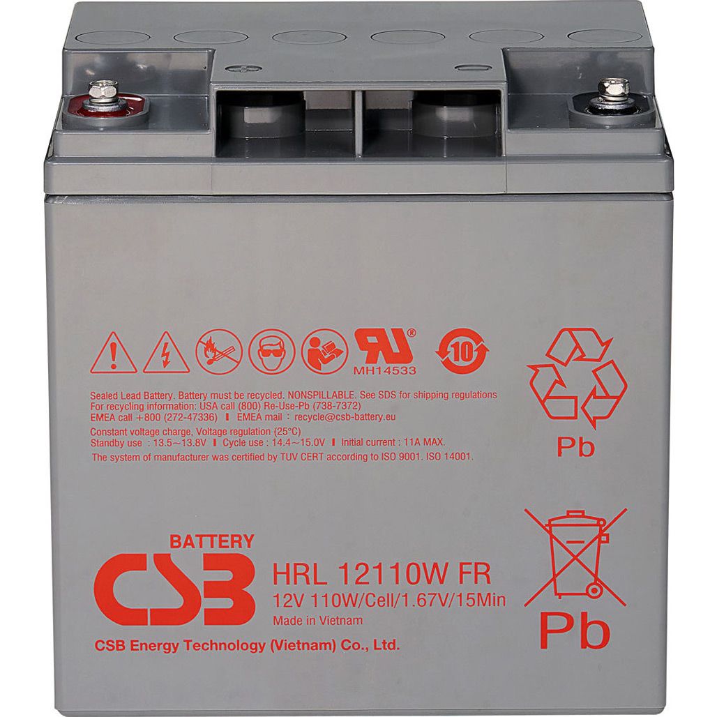 

Аккумулятор CSB AGM 12V (12V/28Ah/336Wh) (HRL12110WFR)