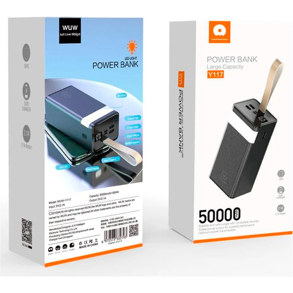 Зовнішній акумулятор WUW Y117 50000mAh 10W Black