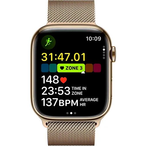 Смарт-годинник Apple Watch Series 9 GPS + Cellular 45mm Gold Stainless Steel with Gold Milanese Loop (MRMU3)