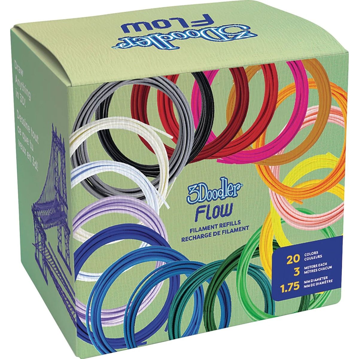 Набір стрижнів для 3D ручки 3Doodler Flow - Мікс 20 кольорів