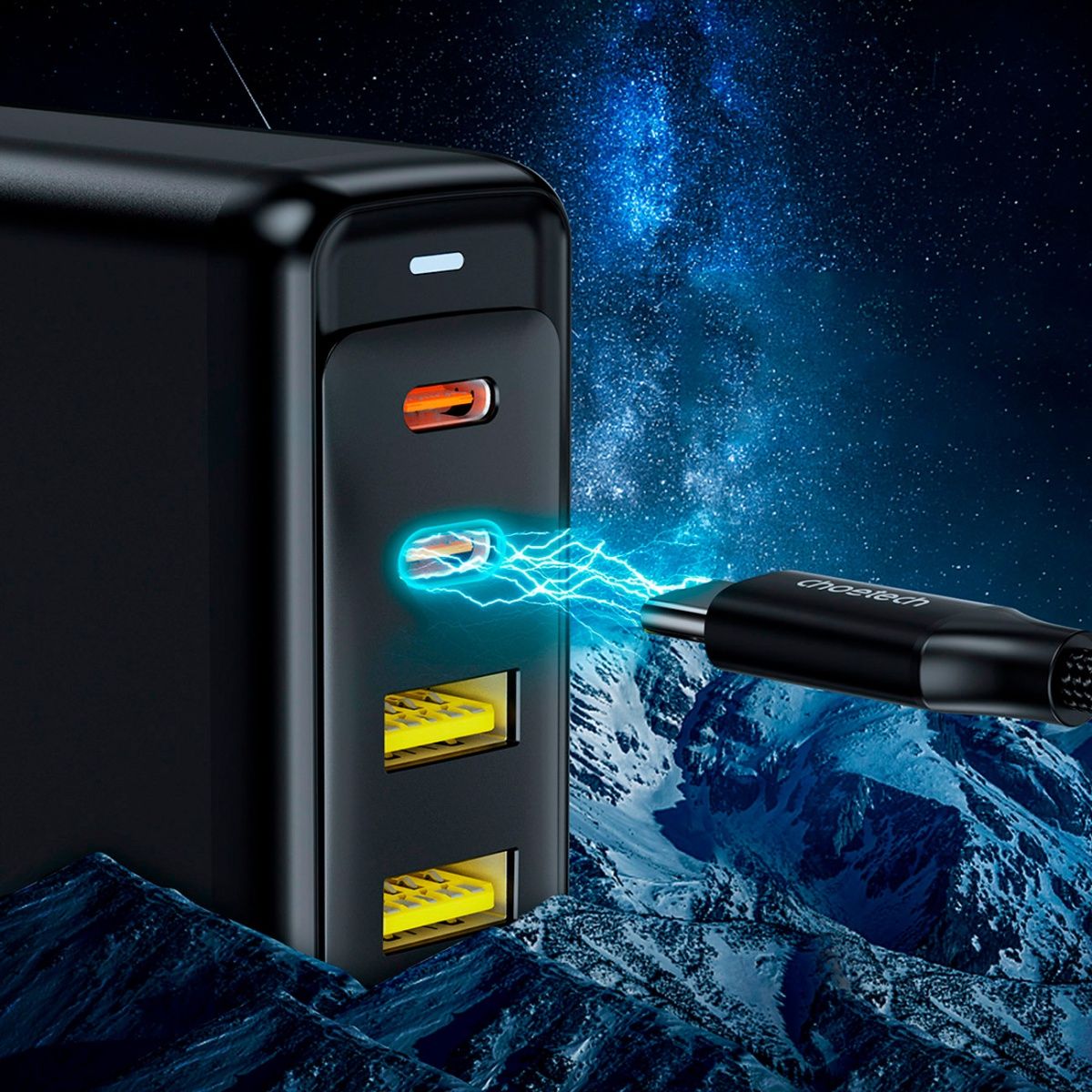 Мережевий зарядний пристрій Choetech PD140W GaN 4-Port Wall Charger Black (PD6005-EU-BK)