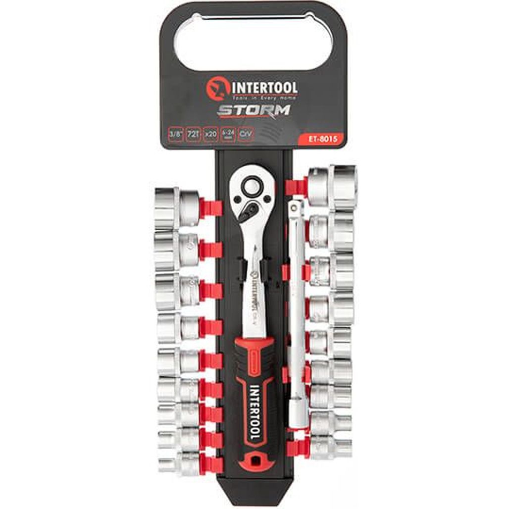 

Набор торцевых головок с трещоткой Intertool ET-8015 18шт
