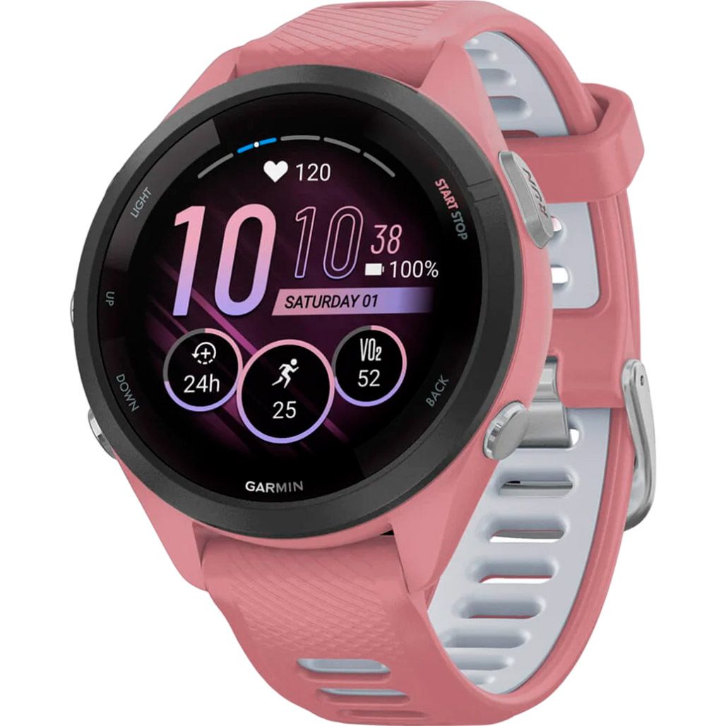 

Смарт-годинник Garmin Forerunner 265S Black Bezel with Light Pink Case and Light Pink/Whitestone Silicone Band (010-02810-05)