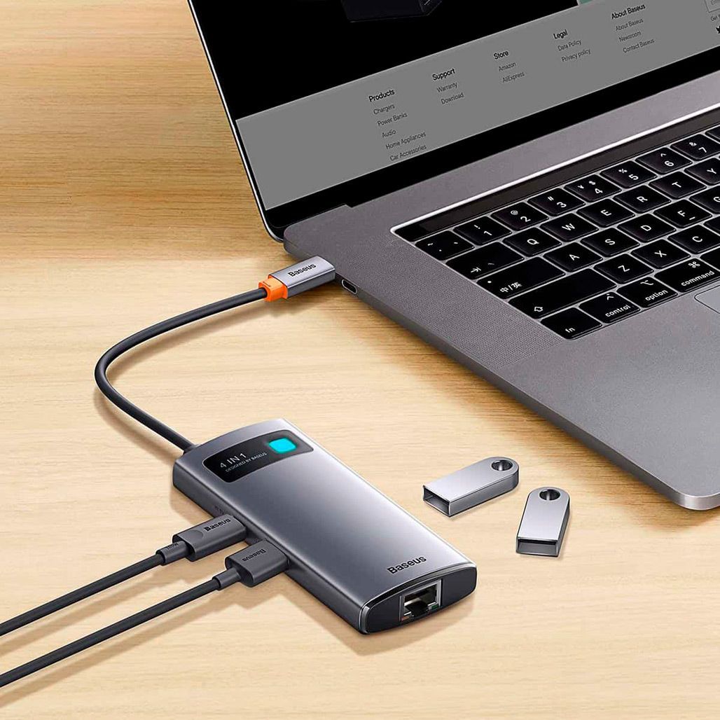 USB-хаб Baseus Metal Gleam Series 4-in-1 Gray (WKWG070113)
