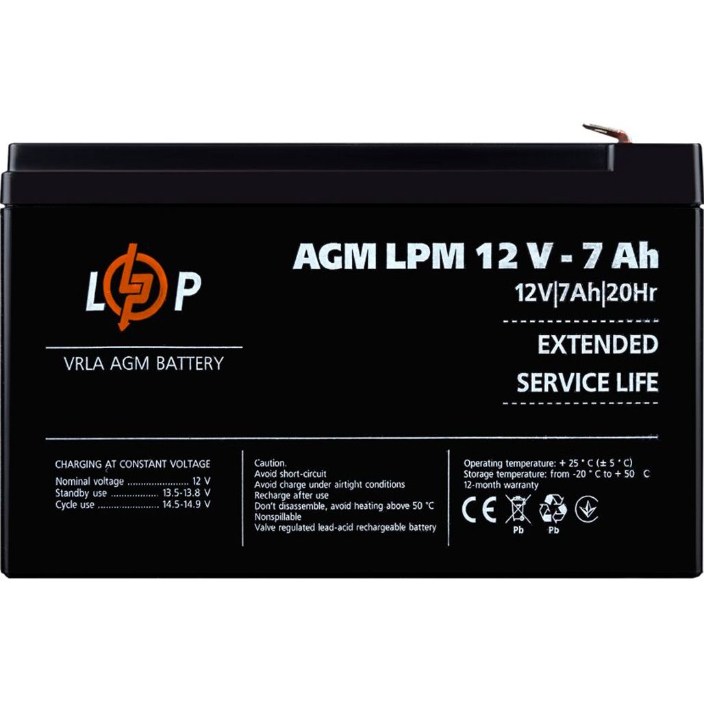 

Акумулятор LogicPower AGM 12V (12V/7Ah/84Wh) (3862)