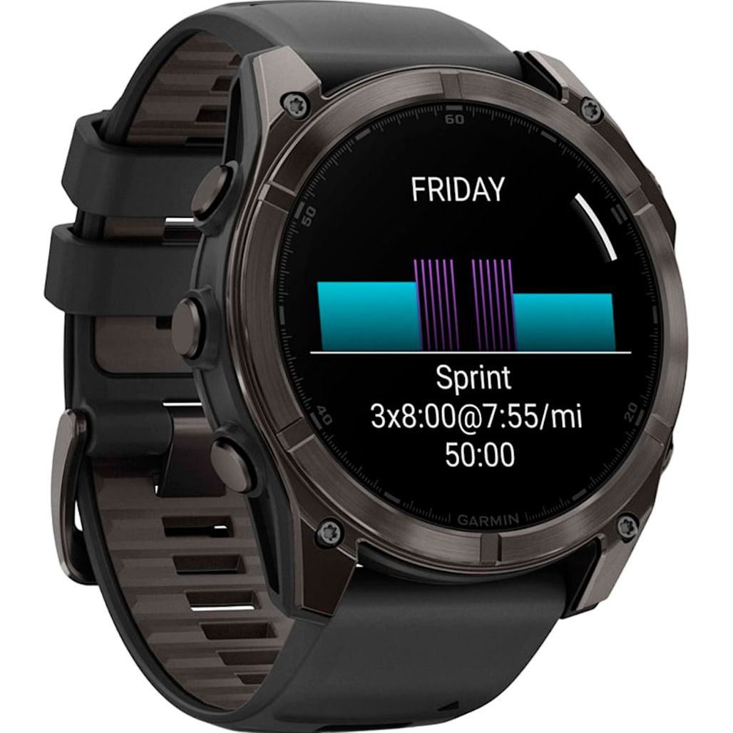 Смарт-годинник Garmin Fenix 8 AMOLED Sapphire 51mm Carbon Gray DLC Titanium with Black/Pebble Gray Silicone Band (010-02905-20)