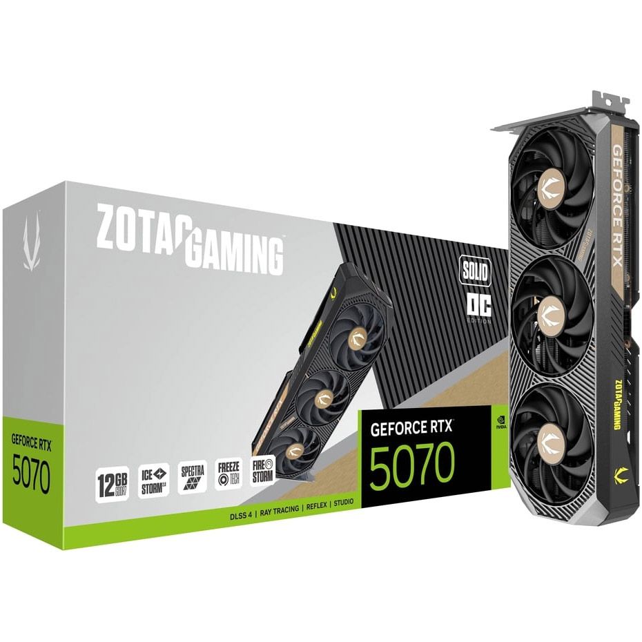 

Відеокарта Zotac Gaming GeForce RTX 5070 SOLID OC 12G (ZT-B50700J-10P) EU