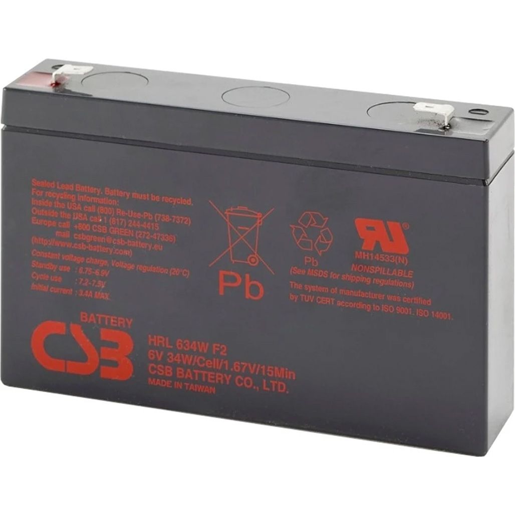 

Аккумулятор CSB AGM 6V (6V/8.4Ah/54Wh) (HRL634WF2)