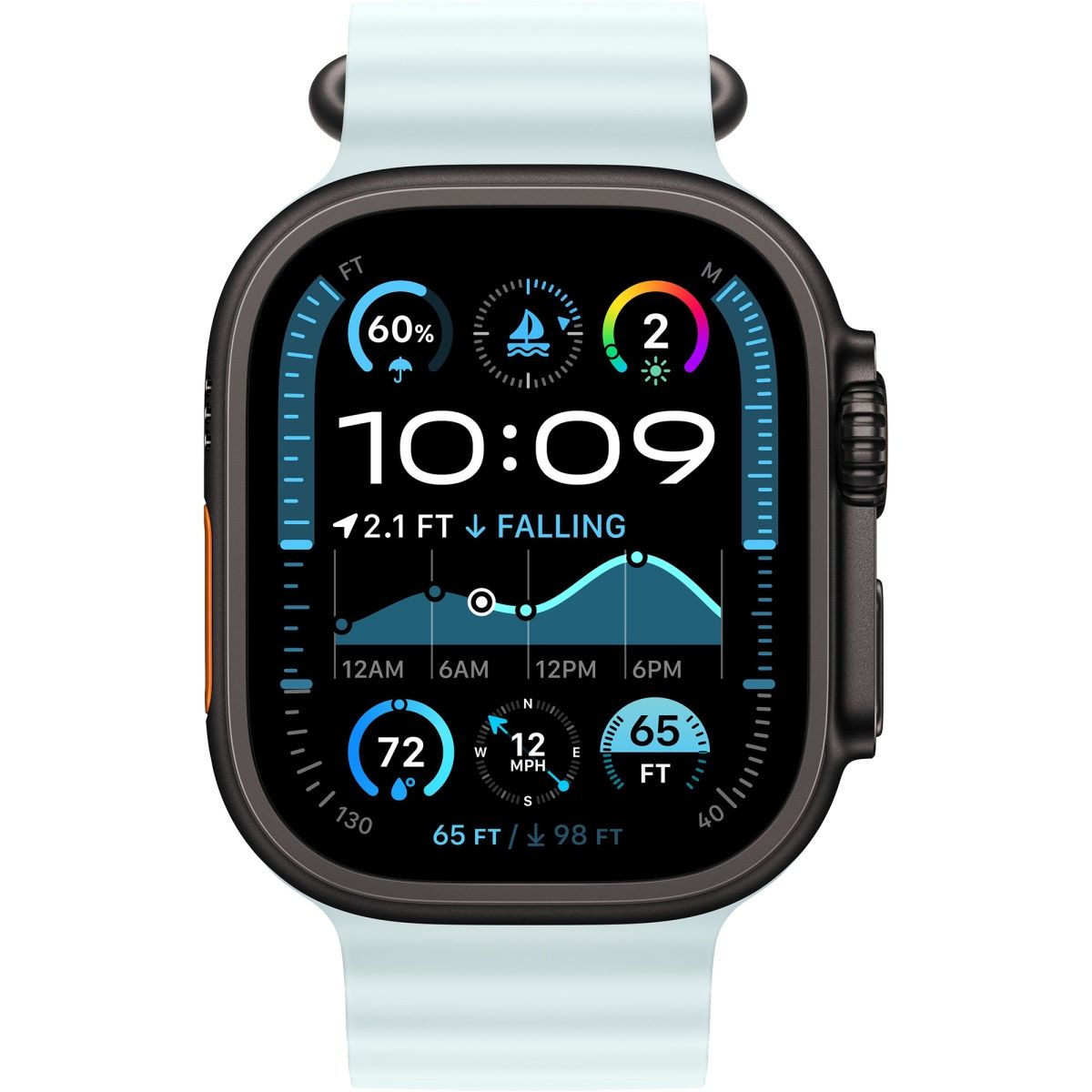 Смарт-годинник Apple Watch Ultra 2 49mm Black Titanium Case with Ice Blue Ocean Band (MYTC3+MYP83)