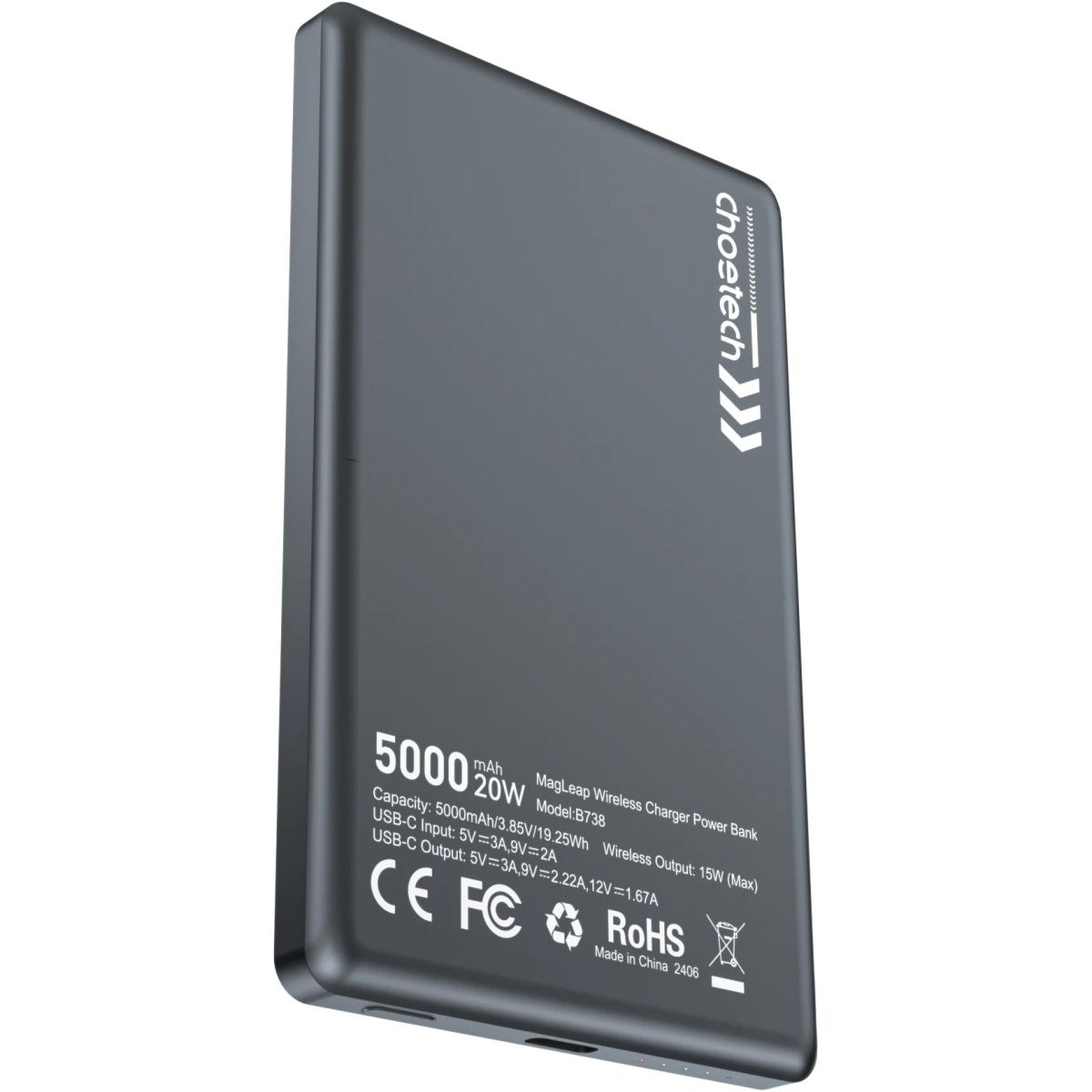 Зовнішній акумулятор Choetech B738-BK 5000mAh 20W Black