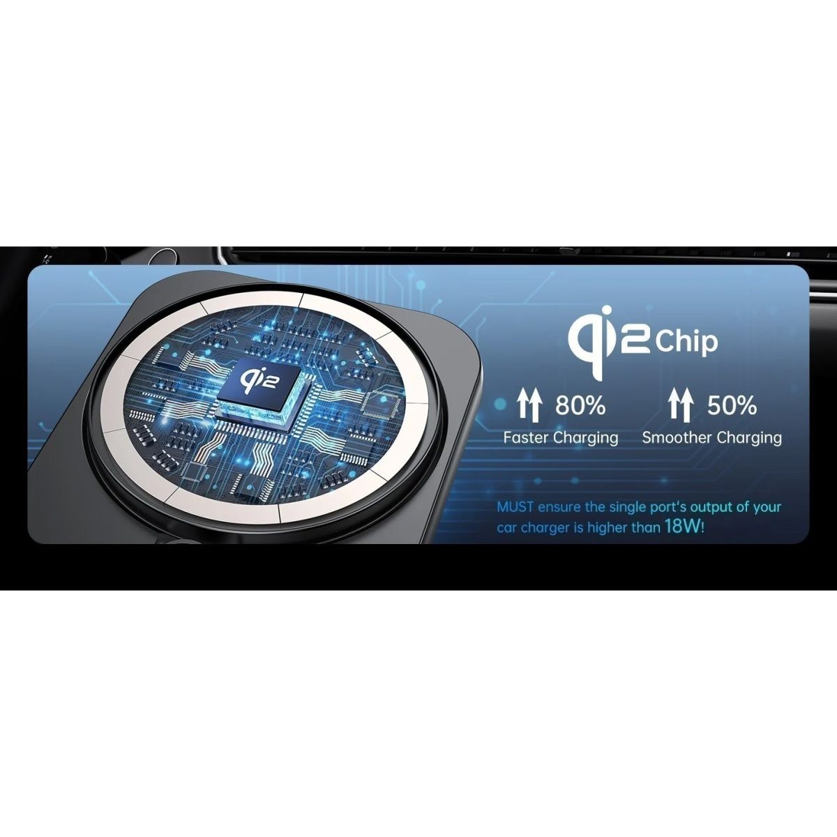 Автотримач із бездротовою зарядкою Choetech Qi2 15W Black (T231-F-XACBK)