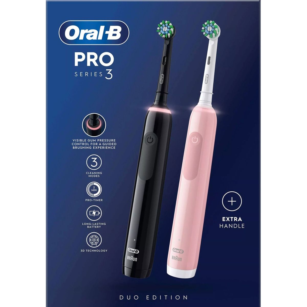Електрична зубна щітка Oral-B D505 PRO 3 3900 Black + Pink