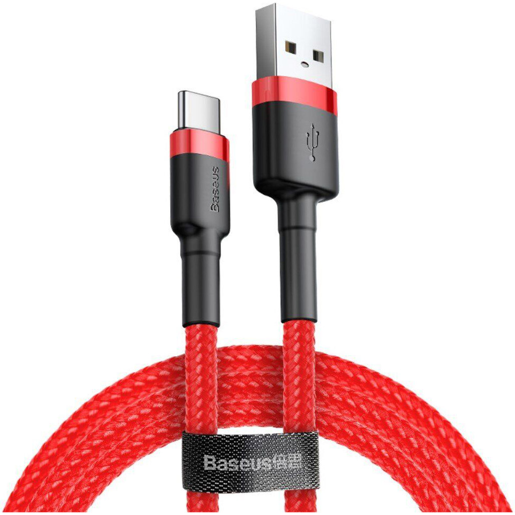 Кабель Baseus Cafule USB-A to USB-C 3А 0.5m Red/Red (CATKLF-A09)