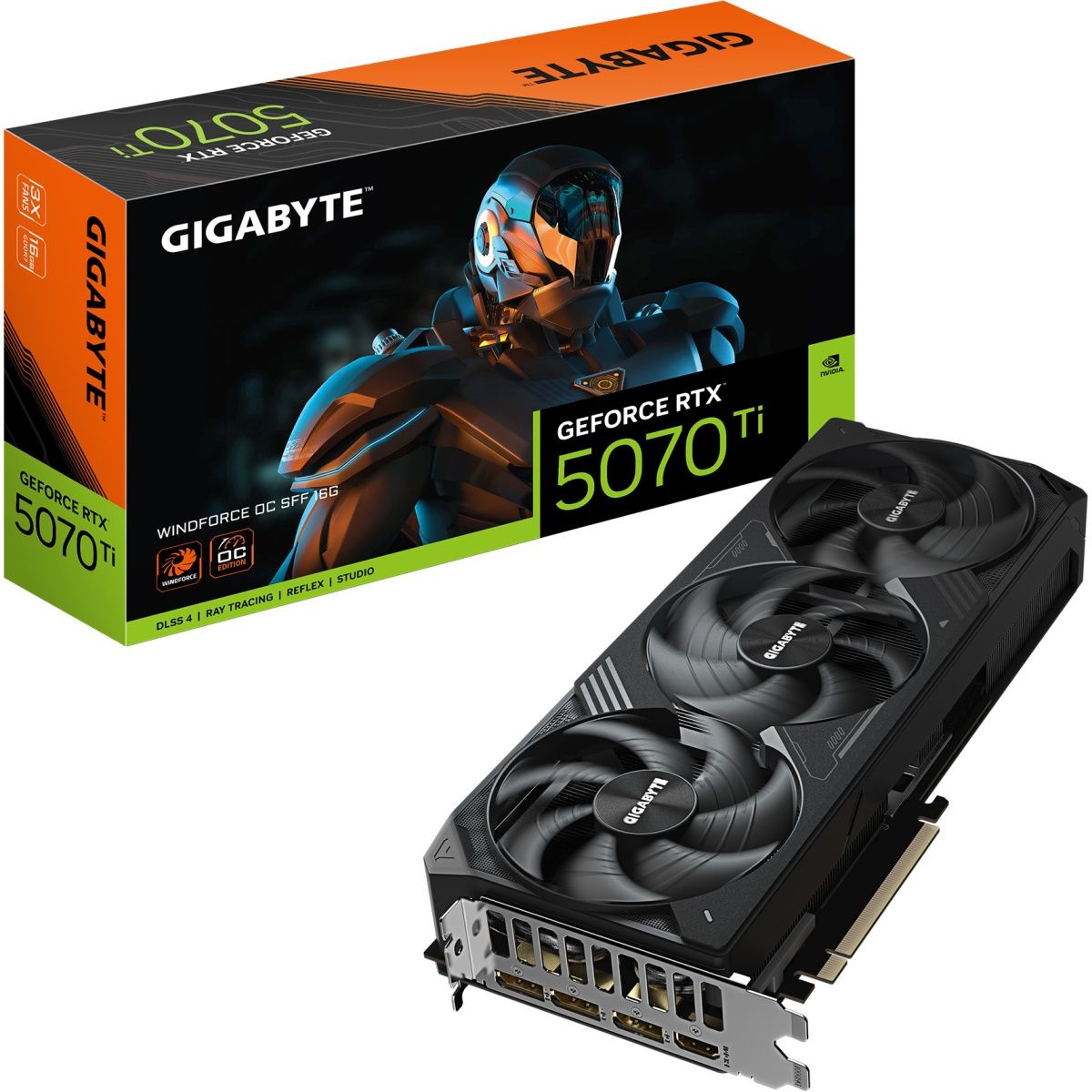 

Видеокарта Gigabyte GeForce RTX 5070 Ti Windforce SFF OC 16G (GV-N507TWF3OC-16GD) EU