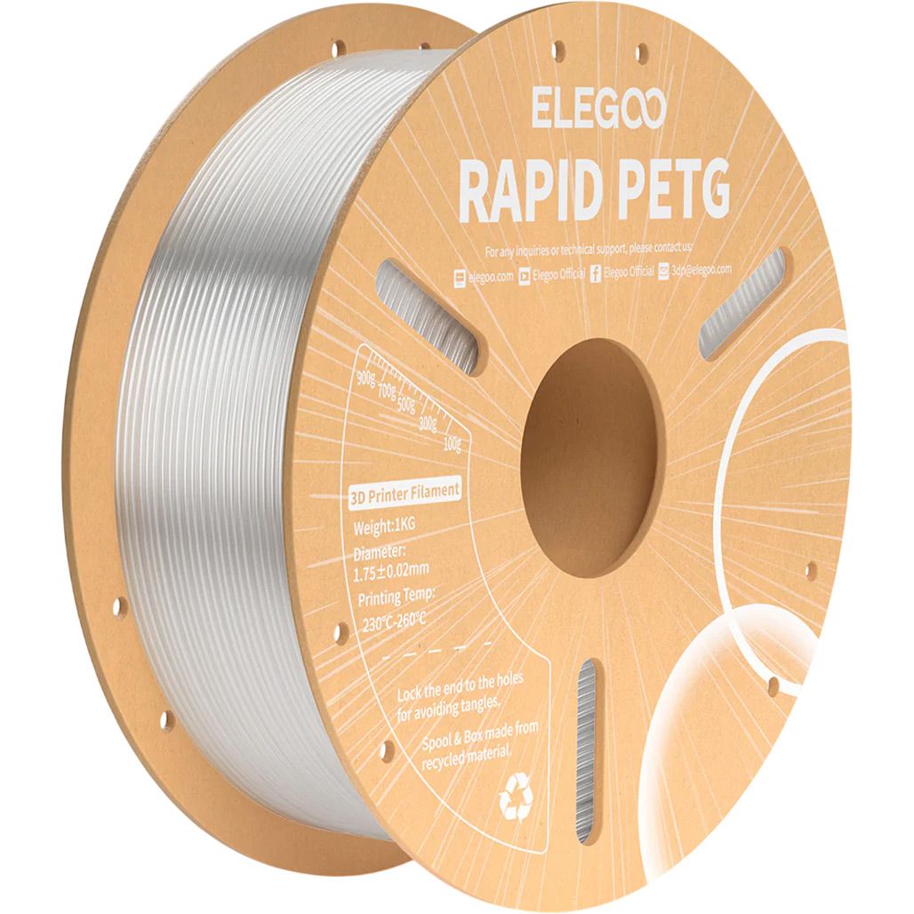 

Филамент для 3D-принтеров Elegoo Rapid PETG 1kg Transparent (50.203.0315)