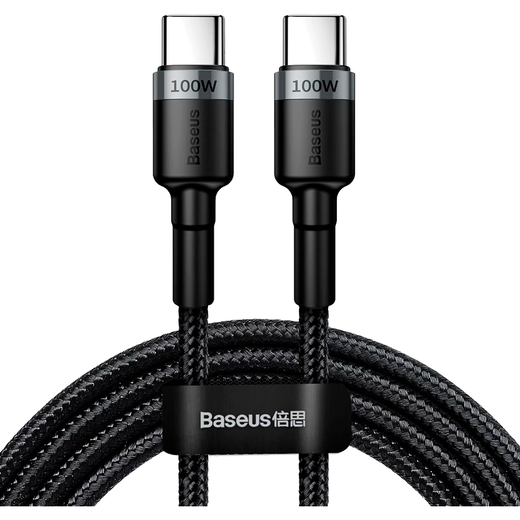 

Кабель Baseus Cafule Metal USB-C to USB-C 100W 2m Gray/Black (CATKLF-ALG1)