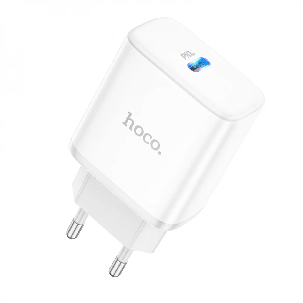 Мережевий зарядний пристрій Hoco C104A Stage Dual Port 20W Type-C (White) фото 2