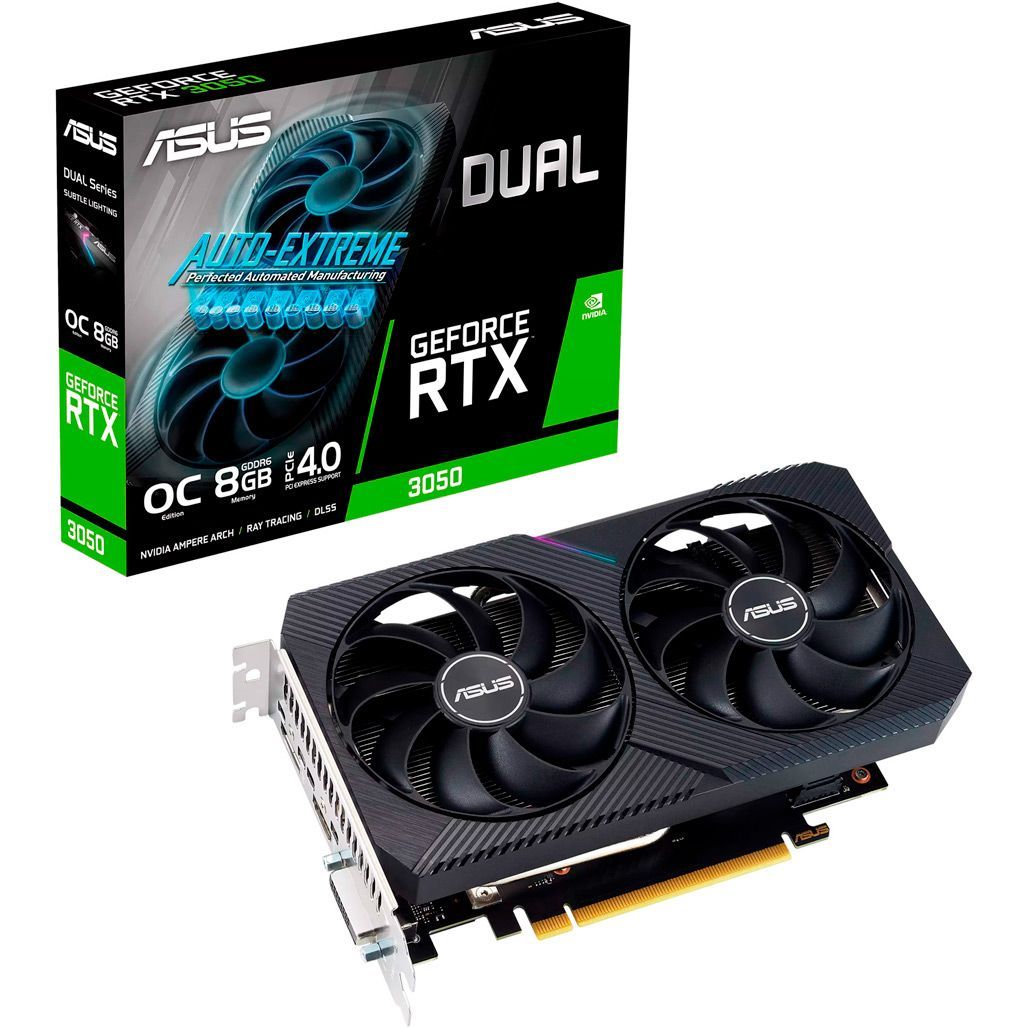 

Видеокарта Asus Dual GeForce RTX 3050 V2 OC 8GB (90YV0GH6-M0NA00) UA