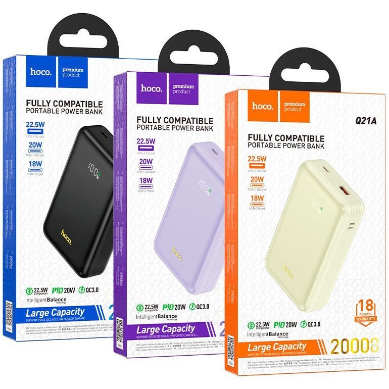 Зовнішній акумулятор Hoco Q21A Great 20000mAh 22.5W Black 