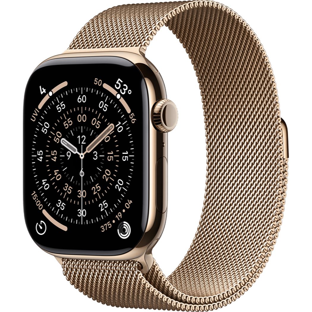 

Смарт-годинник Apple Watch Series 11 GPS + Cellular 46mm Gold Titanium Case with Gold Milanese Loop M/L (MFD84)