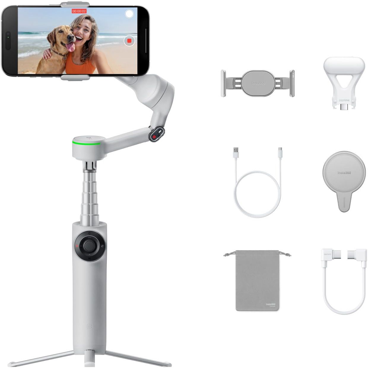 

Стабілізатор відеозйомки Insta360 Flow 2 Pro Creator Bundle Grey