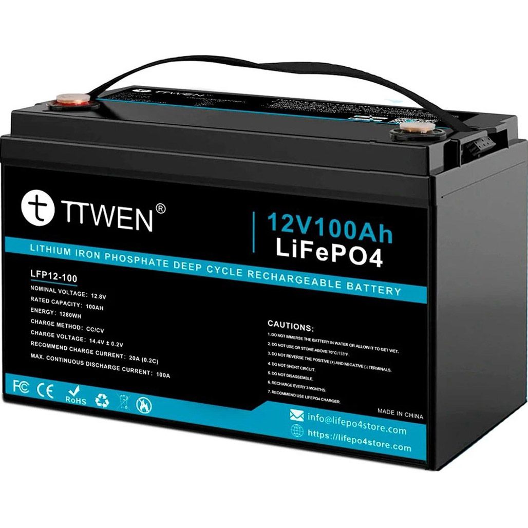 

Акумулятор TTWEN LiFePO4 12V (12.8/100Ah/1280Wh)