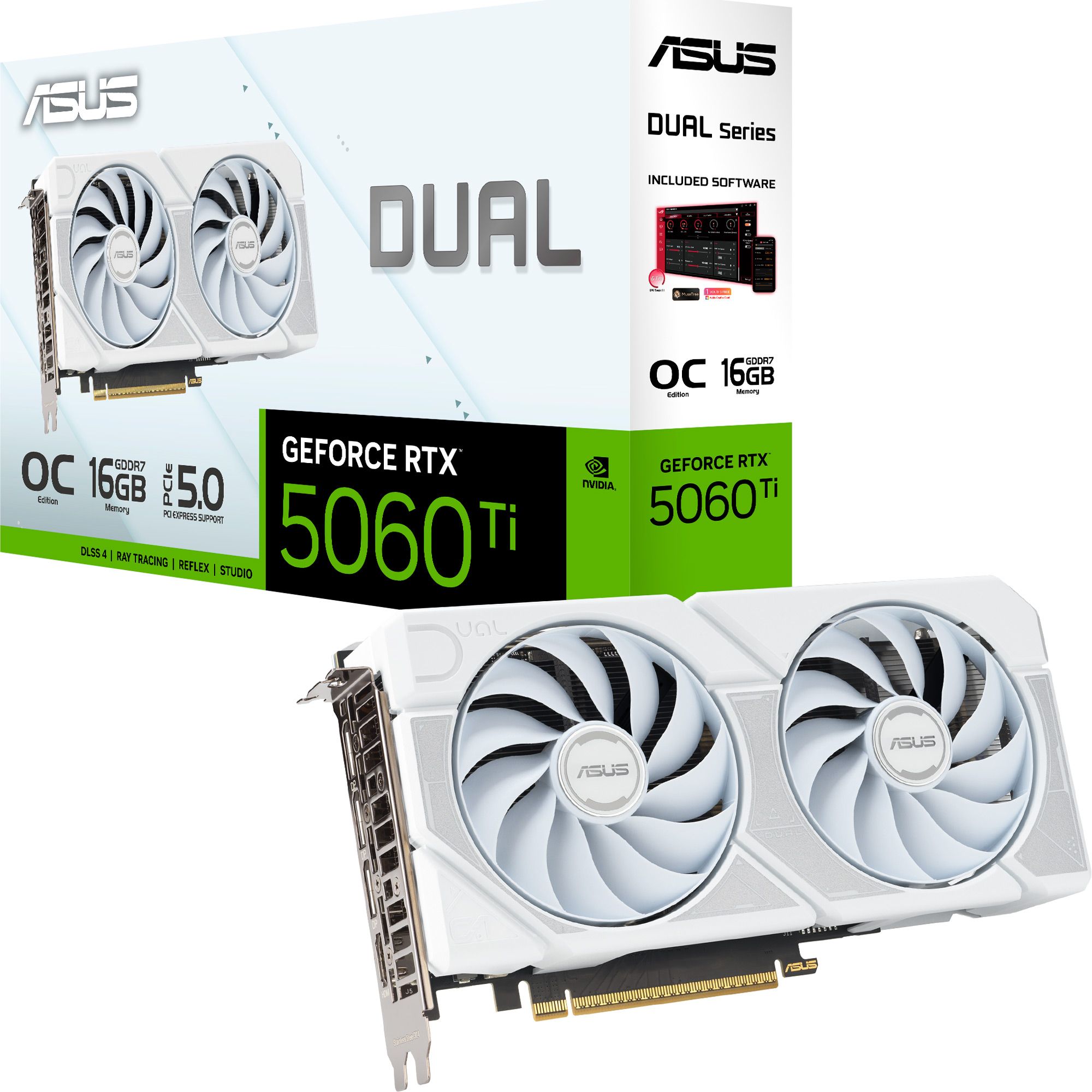 

Видеокарта Asus Dual GeForce RTX 5060 Ti 16GB OC Edition White (DUAL-RTX5060TI-O16G-WHITE) UA