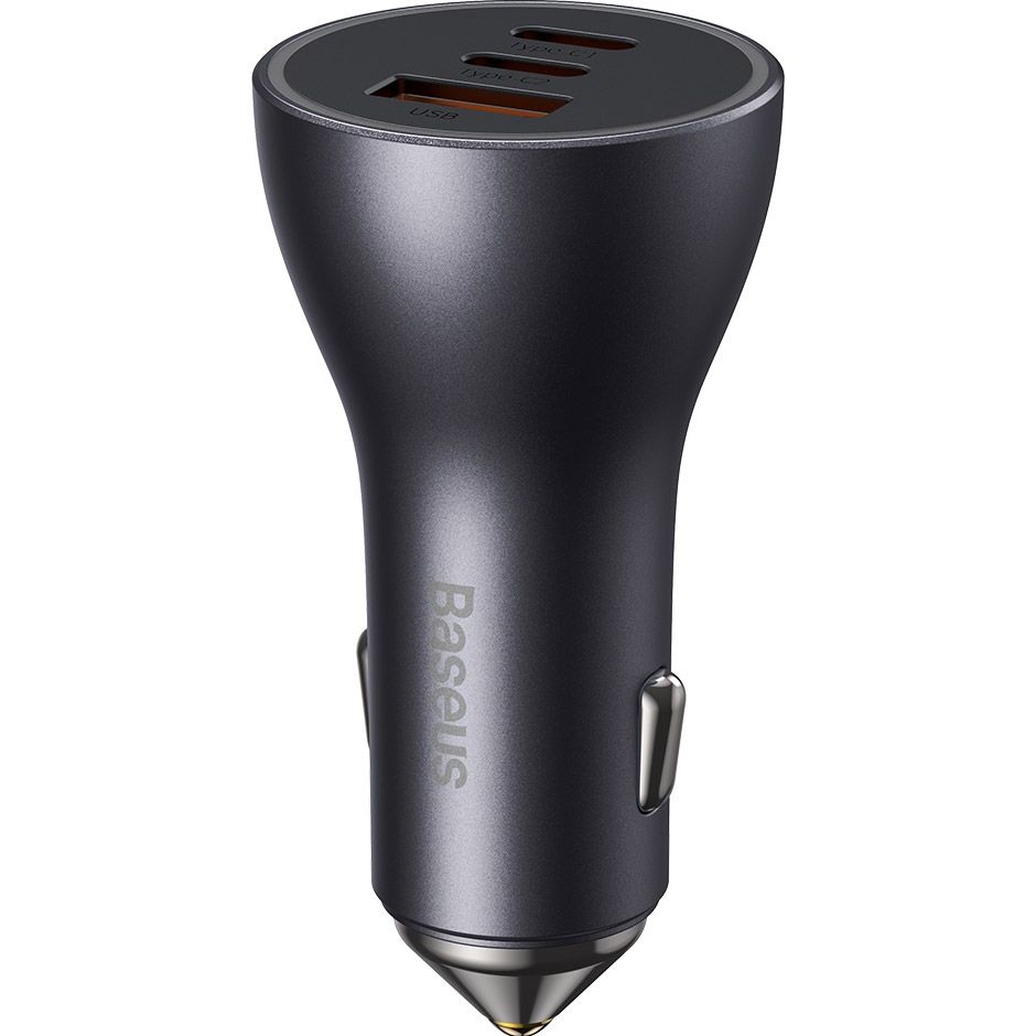 Автомобільний зарядний пристрій Baseus Golden Contactor Pro Triple Fast Charger Car Charger 65W U+C+C Dark Gray (CGJP010013)