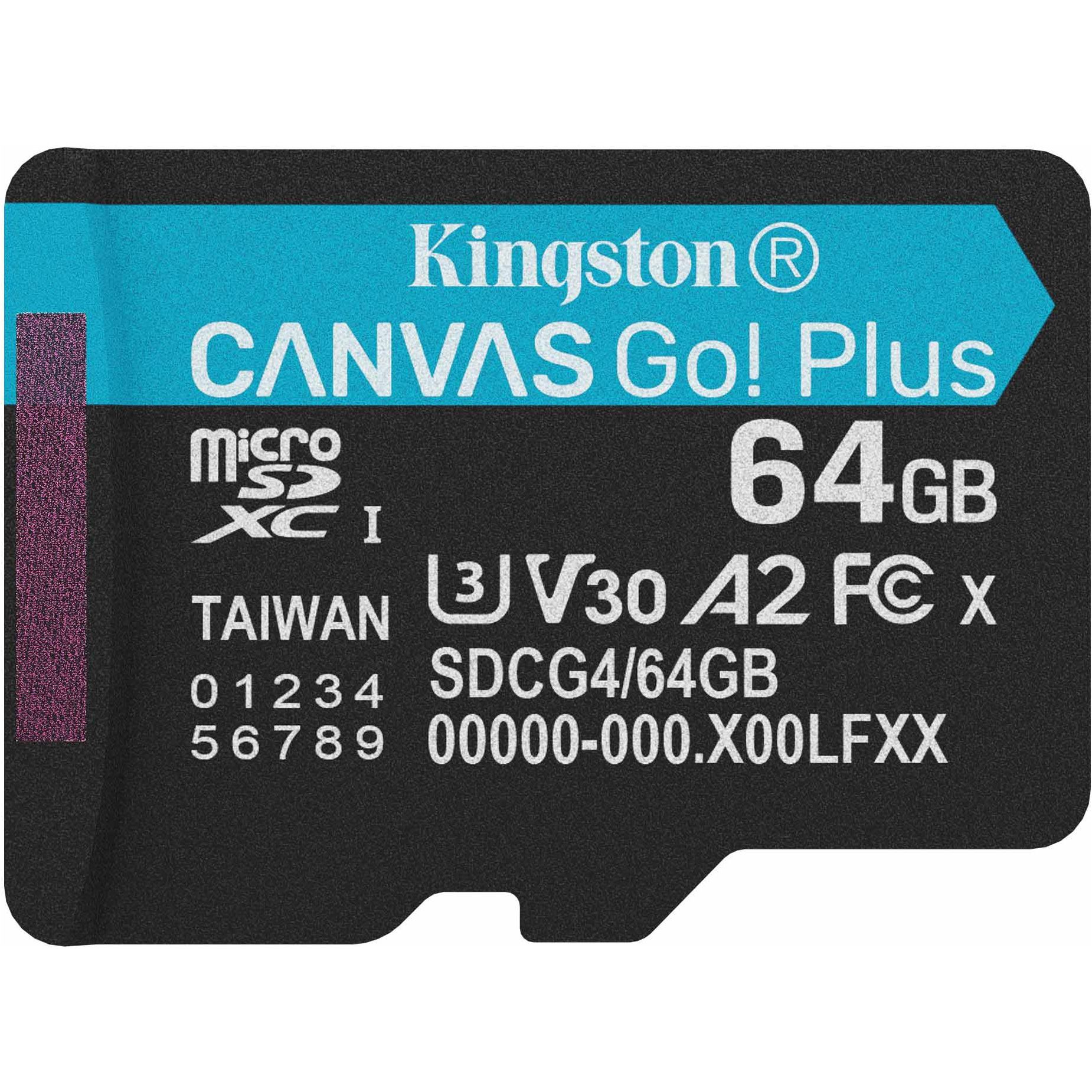 

Карта памяти Kingston microSDXC Canvas Go! Plus 64GB Class 10 UHS-1 U3 V30 (SDCG4/64GBSP)