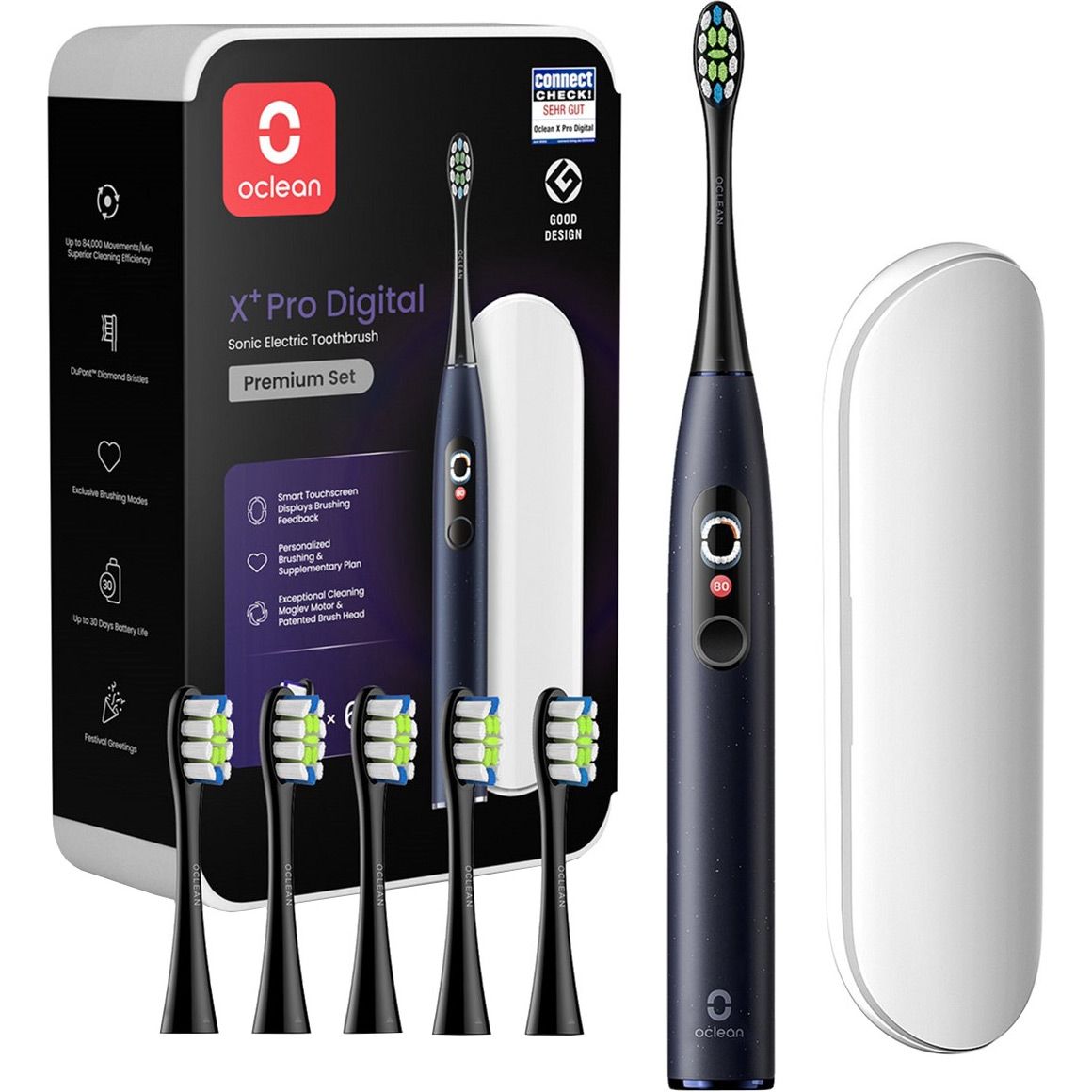 

Электрическая зубная щетка Oclean X Plus Pro Digital Blue