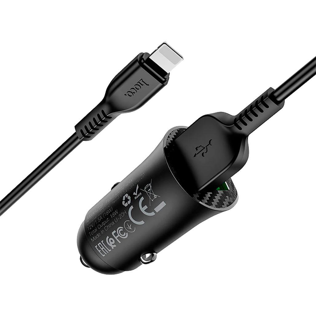 

Автомобильное зарядное устройство Hoco Z39 Farsighted 18W 3.4A + Lightning Black