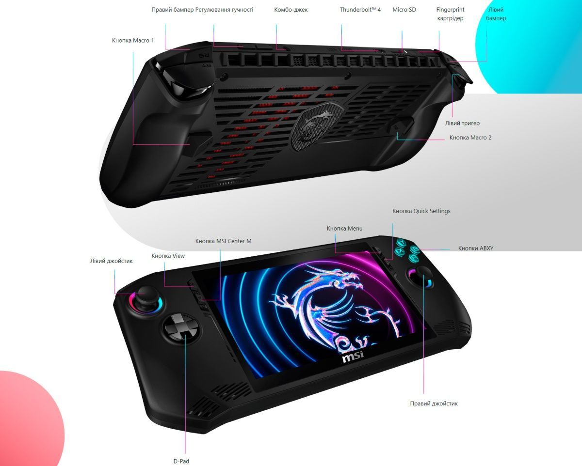 Портативна ігрова консоль MSI Claw A1M 512GB (Claw A1M-065PL)