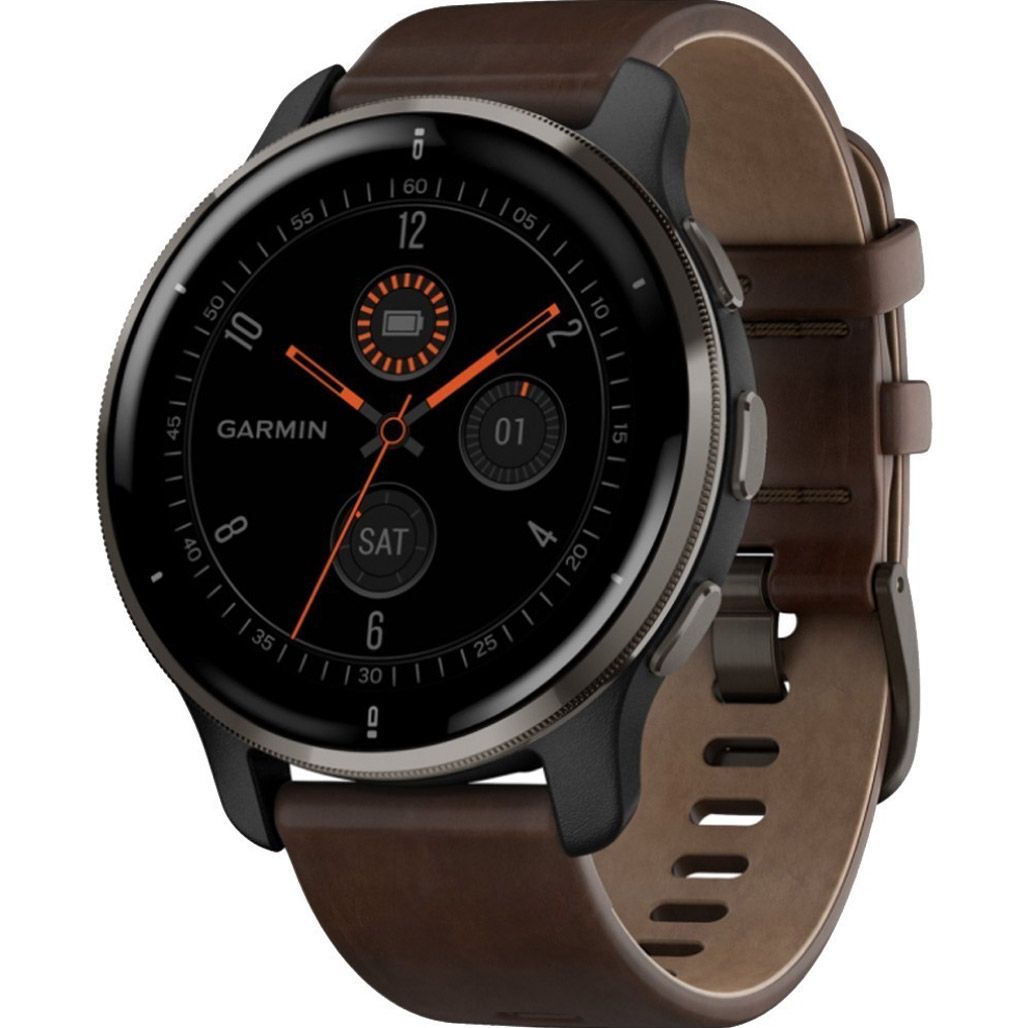 

Смарт-годинник Garmin Venu 2 Plus Slate S. Steel Bezel W. Slate Case And B. Leather Band (010-02496-15)